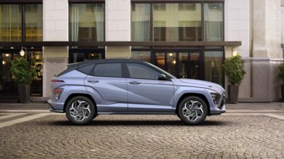 Hyundai KONA parked outside a building
