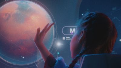 rendering of a child interacting in the Metaverse