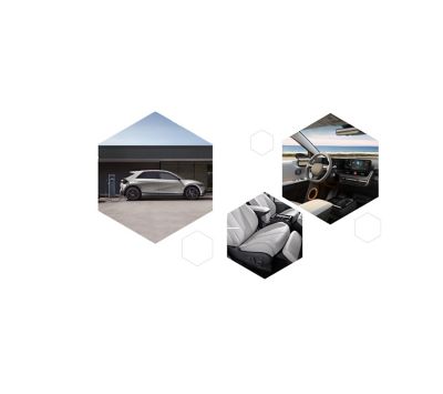 Mosaikk av IONIQ 5 bilder. Kolasj.