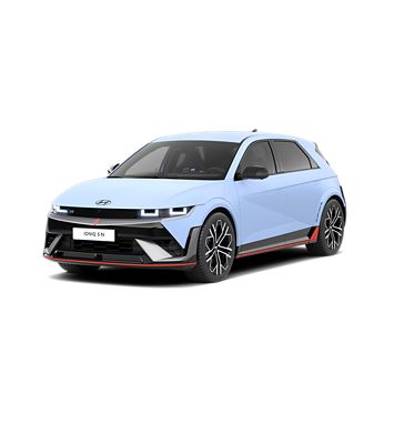 IONIQ 5 N på hvit bakgrunn. Foto.