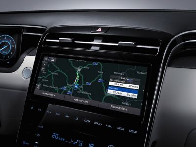 The new 10.25" touchscreen and full touchscreen controls in the all-new Hyundai Tucson Hybrid SUV.