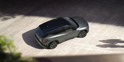 Hyundai TUCSON 20th Anniversary Edition with Pine Green Matte exterior colour from above.