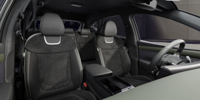 Black leather and textile suede seats in the Hyundai TUCSON 20th Anniversary Edition.