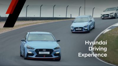 A Hyundai KONA N on track during a Hyundai Driving Experience event.