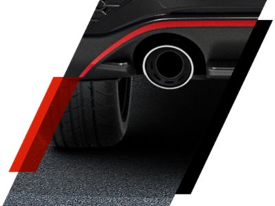 Detailausschnitt des Endrohrs der Sportabgasanlage eines Hyundai N-Modells.