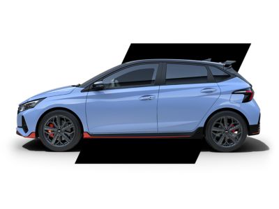 Hyundai i20 N z boku ukazuje svůj sportovní profil.