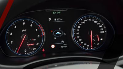 The sporty digital cluster of the Hyundai i30 N.