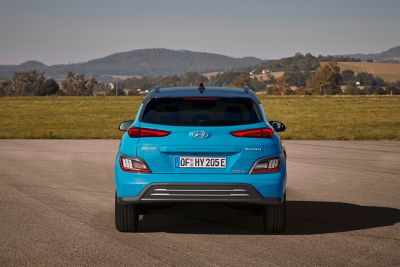 The back of the Hyundai IONIQ 5 electric vehicle with no exhaust pipes, creating less noise.