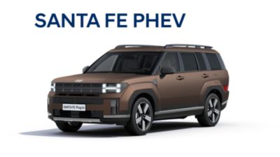 Hyundai SANTA FE Hybrid s rozsvietenými svetlami.