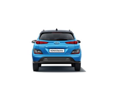 Rear view of the new Hyundai Kona Electric with its new rear bumper and skid plate.