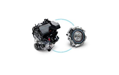 Hybride combinatie van de motoren van Hyundai.