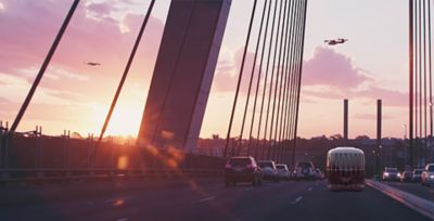 Hyundai’s vision for a mobile city of the future with Urban Air Mobility and Purpose Built Vehicles.