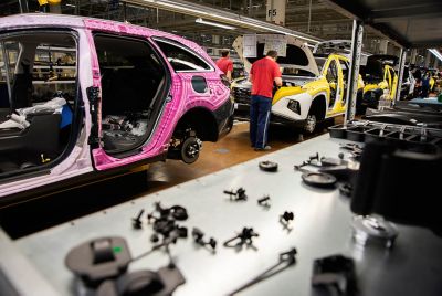 Hyundai cars being assembled in a European factory