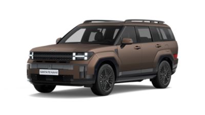 Der Hyundai SANTA FE Hybrid SUV von schräg vorne.
