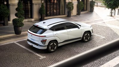 All-new KONA Electric in white.