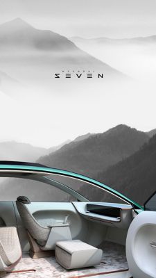 Drivers seat and joystick of new Hyundai electric SUEV concept SEVEN.