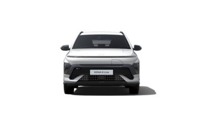 The front bumper of the all-new KONA Electric N Line in white.