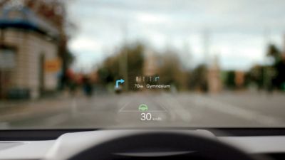 Head-up Display del interior del Hyundai KONA Eléctrico.