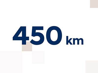 Een afbeelding van de woorden 450 km.