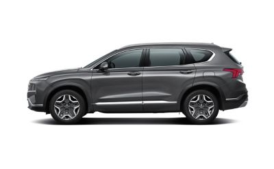 Sideview of the Hyundai Santa Fe Plug-in Hybrid 7 seat SUV.