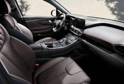 A picture of the Hyundai Santa Fe Hybrid's premium interior design.