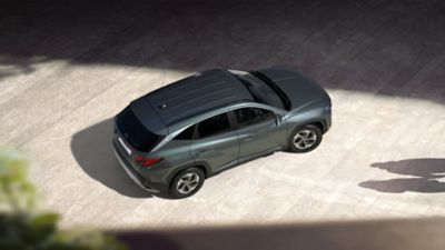 Hyundai TUCSON parked view on the vehicle from above.