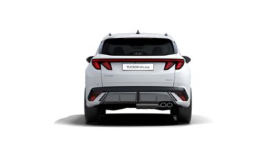 The Hyundai TUCSON Plug-in Hybrid and its new rear bumper with aeronautic-inspired winglet shapes. 