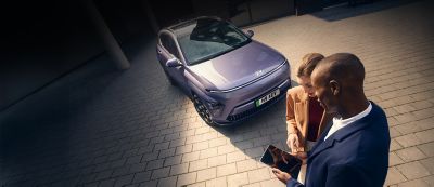 Hyundai KONA Electric in meta blue pearl