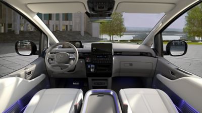 Photo de l'intérieur du Hyundai STARIA Hybrid Premium.