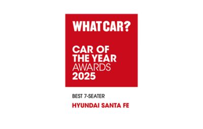 WHAT CAR? best 7-seater car of the year award badge for SANTA FE