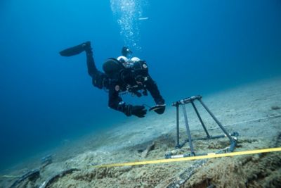 Healthy Seas volunteers with salvaged material saved from the ocean for recycling.
