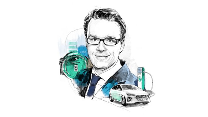 Zeichnung: Jens-Michael Flöther. Produktmanager für alternative Antriebe bei Hyundai.