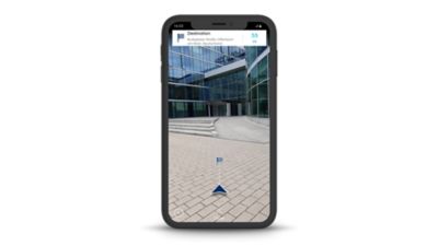 Smartphone mit der Hyundai Bluelink App und deren Last-Mile-Navigation-Funktion.