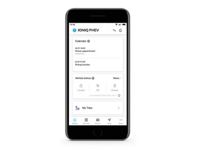 Primo piano dell'app Hyundai Bluelink che mostra le voci del calendario personale