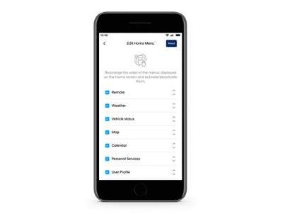 Primo piano dell'app Hyundai Bluelink
