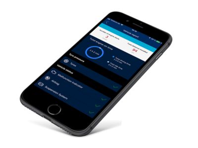 Image d’un smartphone avec l’application Hyundai Bluelink® Connected Car Services active.