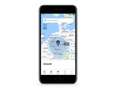 Close-up of the Hyundai Bluelink app with the Distance to Empty feature on the screen.