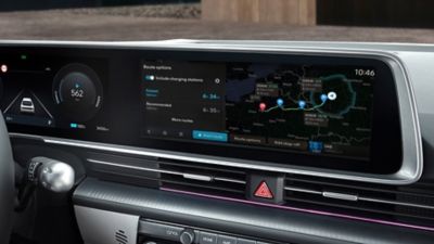 Hyundai Navigasyon Sisteminin Bağlantılı Rota Hesaplama ekranı. 