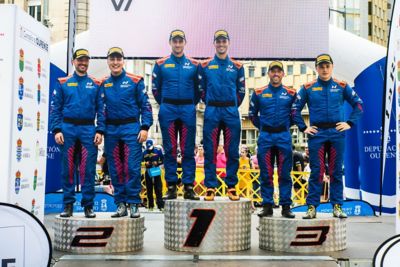 Equipo Hyundai en el podio del Rallye de Ourense
