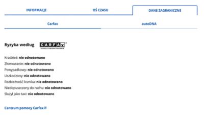 Dane zagraniczne o pojeździe