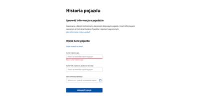 Formularz weryfikacji historii pojazdu w serwisie GOV.