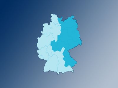 	 Symbolbild Gewerbekunden-Distriktleiter NORD-OST: Deutschlandkarte mit markiertem Distrikt.