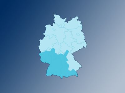 Symbolbild Gewerbekunden-Distriktleiter SÜD: Deutschlandkarte mit markiertem Distrikt.