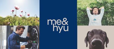 Collage zu den Hyundai Frühlings-Angeboten und dem Schriftzug "me&hyu".