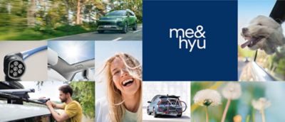 Collage zu den Hyundai Frühlings-Angeboten und dem Schriftzug "me&hyu".