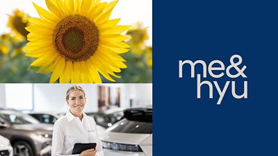 Collage zu den Hyundai Sommer-Angeboten und dem Schriftzug "me&hyu".