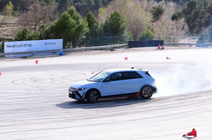 Electric vehicles Hyundai IONIQ 5 N in a curve