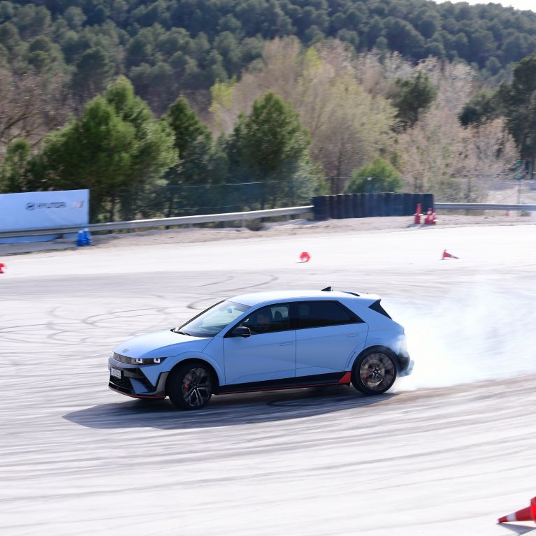 Electric vehicles Hyundai IONIQ 5 N in a curve