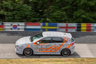 Hyundai KONA N prototype being tested at Hyundai Nürburgring test centre.