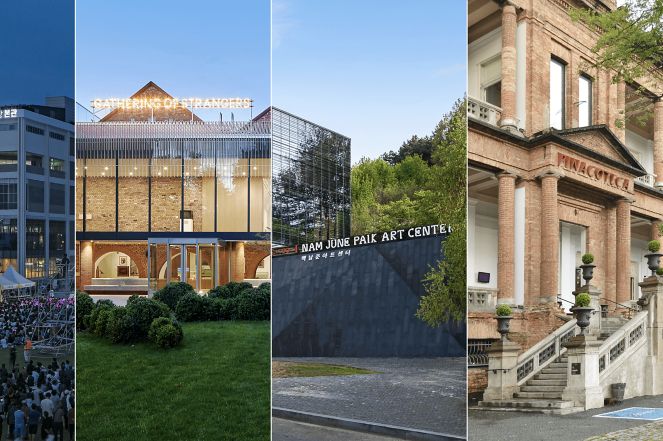 Image 1: Exterior of Hyundai Translocal Series participating institutions. Courtesy of Cheongju Craft Biennale, the Whitworth, The University of Manchester, Nam June Paik Art Center, and Pinacoteca de São Paulo